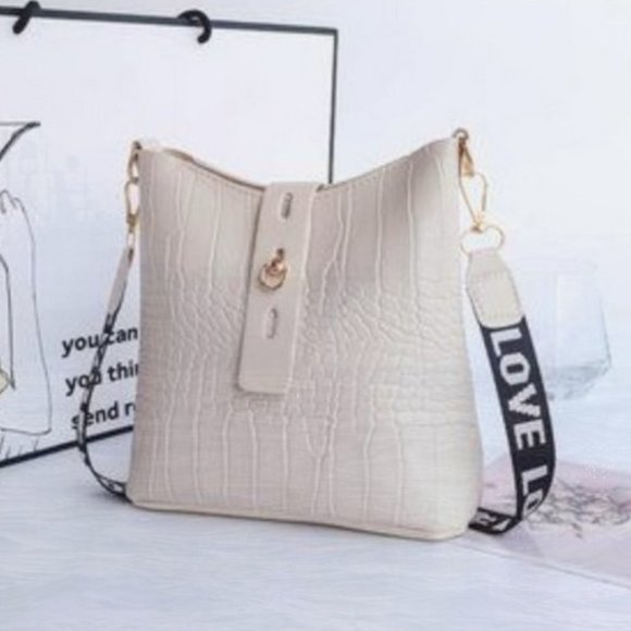 Handbags - New Ladies Crocodile bucket bag White Beige 239